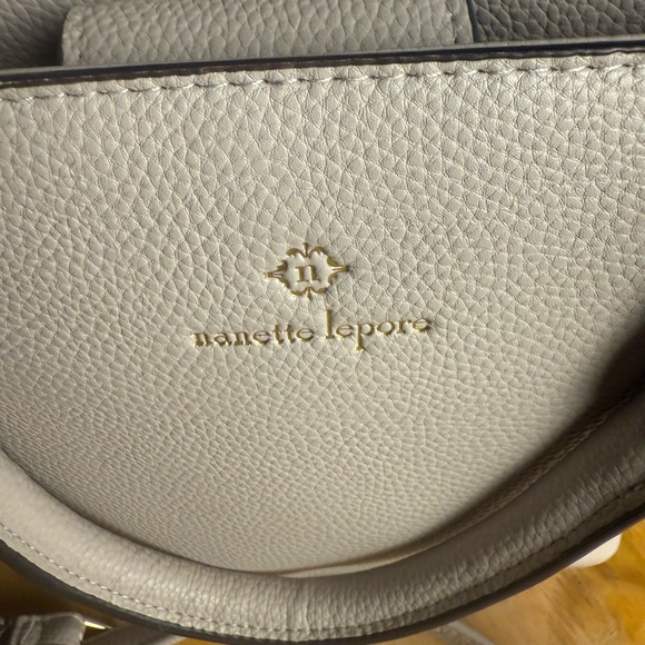 Nanette Lepore Crossbody Leather Cream Satchel detachable strap Top handles Bag - Picture 7 of 7